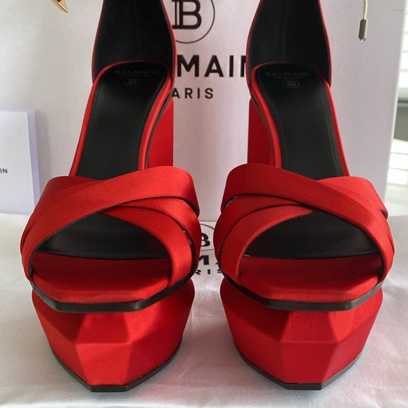 BALMAIN Ava Platform Sandals Heels New - Picture 8 of 15